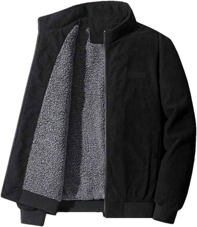 Wjnvfioo Men's Cotton-Padded Jacket Fashion Corduroy Cotton-Padded Jacket Thick Coat Cashmere Cotton-Padded Jacket