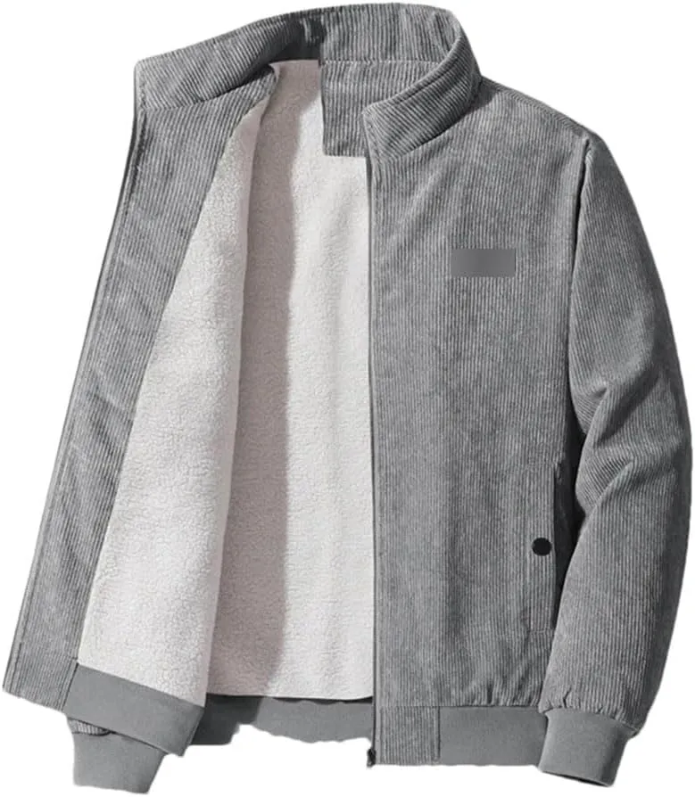 Wjnvfioo Men's Cotton-Padded Jacket Fashion Corduroy Cotton-Padded Jacket Thick Coat Cashmere Cotton-Padded Jacket