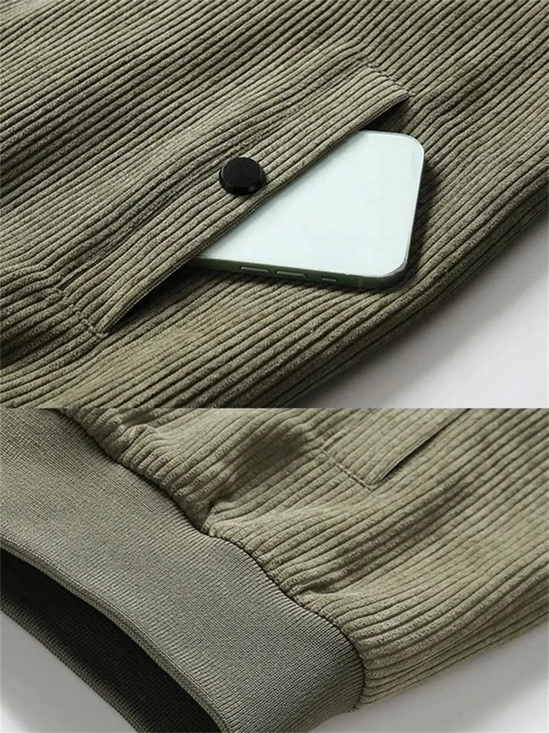 Wjnvfioo Men's Cotton-Padded Jacket Fashion Corduroy Cotton-Padded Jacket Thick Coat Cashmere Cotton-Padded Jacket
