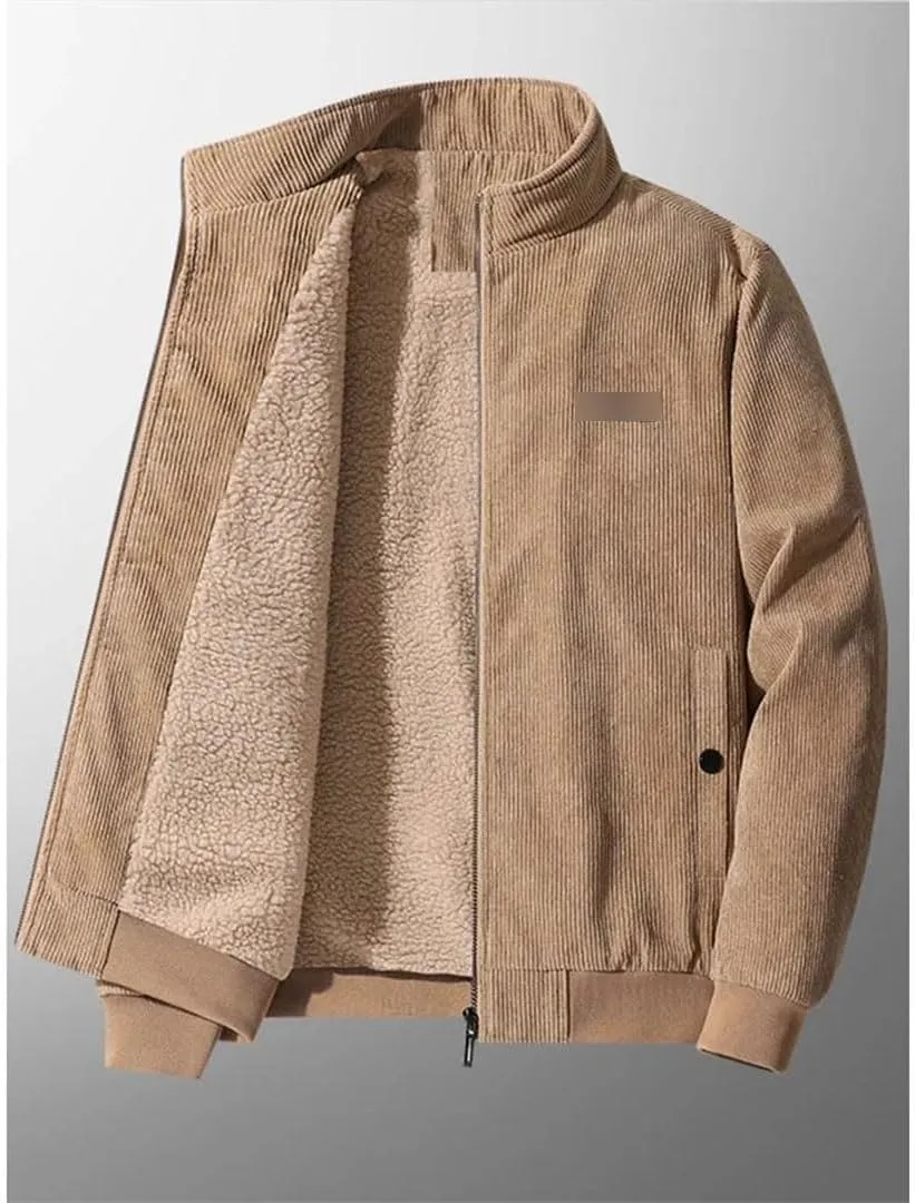 Wjnvfioo Men's Cotton-Padded Jacket Fashion Corduroy Cotton-Padded Jacket Thick Coat Cashmere Cotton-Padded Jacket