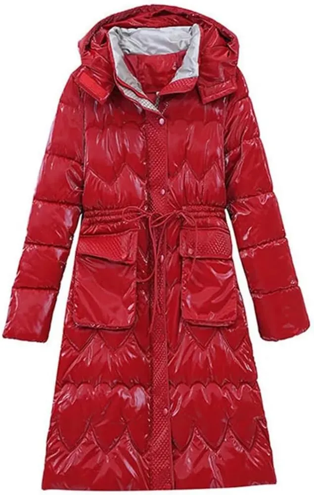 Women Down Cotton Jacket Hooded Long Cotton Padded Coat