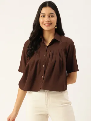 Women Solid Brown Casual Shirt