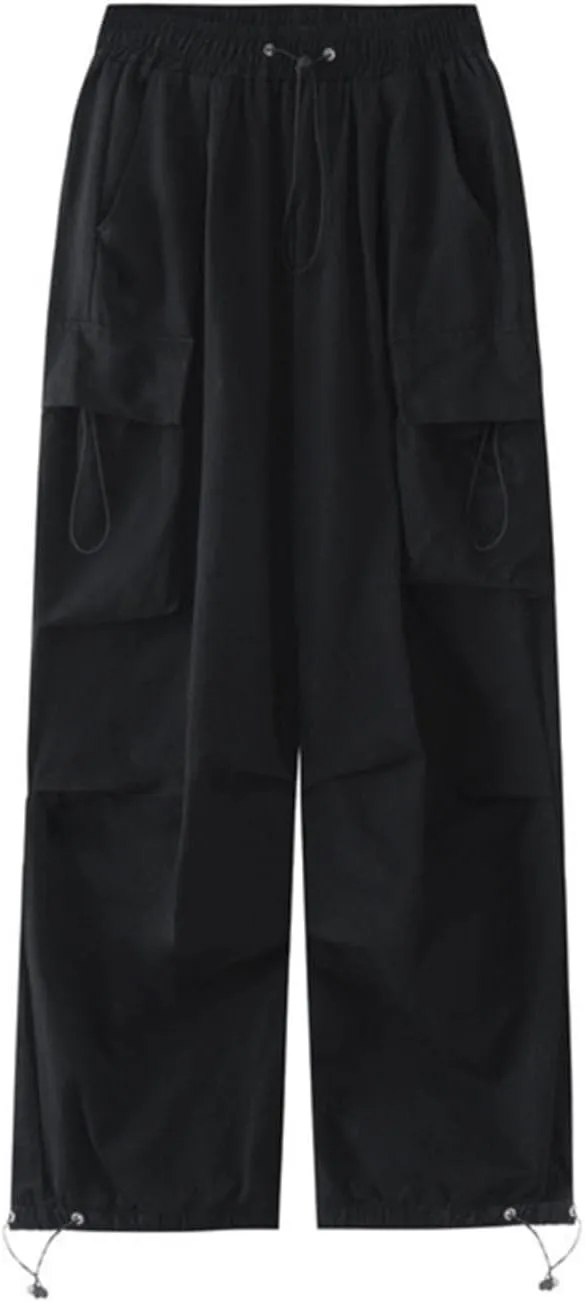 Women Y2K Cargo Jogger Pants Elastic High Waist Baggy Parachute Pants Multi Pocket Casual Loose Vintage Hiking Slacks