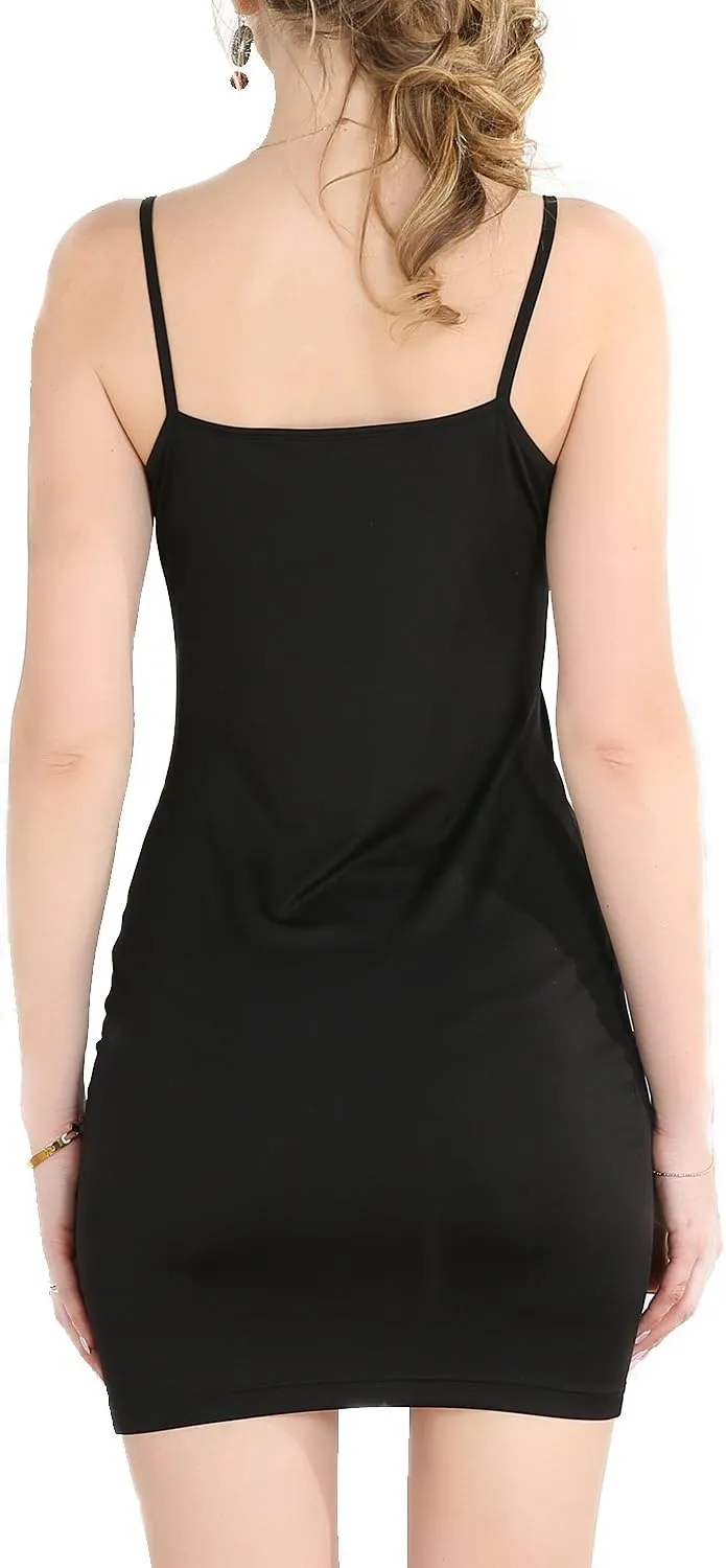 Women's Basic Slip Dress Stretchy Spaghetti Cami Slip Under Mini Dress Nightwear