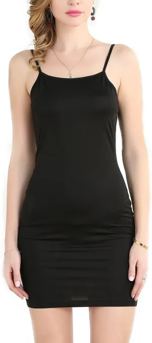 Women's Basic Slip Dress Stretchy Spaghetti Cami Slip Under Mini Dress Nightwear