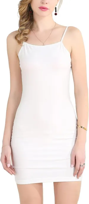 Women's Basic Slip Dress Stretchy Spaghetti Cami Slip Under Mini Dress Nightwear