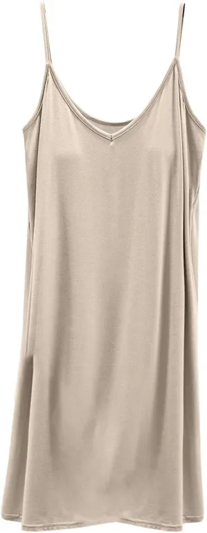 Womens Cotton Blend Nightgown Full Slip Short Dress Built in Padded Bra Sleepwear Spaghetti Strap Mini Cami Pajamas