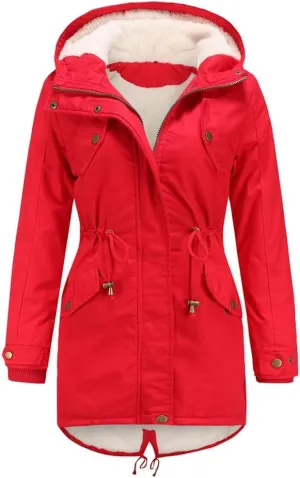 Women's Cotton Coat Solid Colour Hooded Parka Thick Cotton Jacket Padded Cotton Clothes