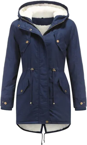 Women's Cotton Coat Solid Colour Hooded Parka Thick Cotton Jacket Padded Cotton Clothes