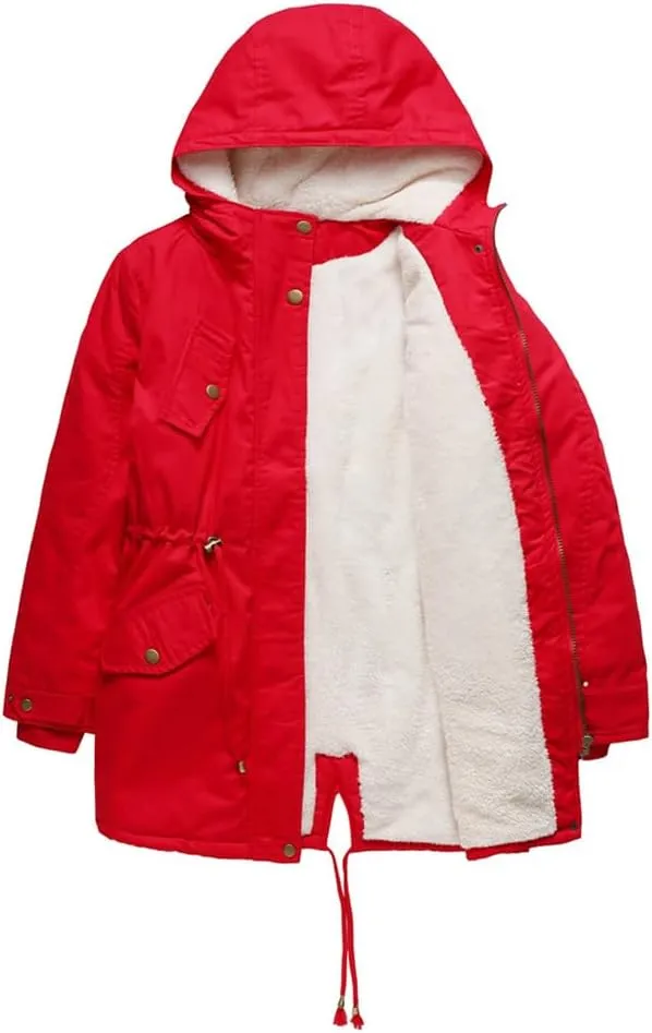 Women's Cotton Coat Solid Colour Hooded Parka Thick Cotton Jacket Padded Cotton Clothes