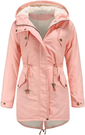 Women's Cotton Coat Solid Colour Hooded Parka Thick Cotton Jacket Padded Cotton Clothes