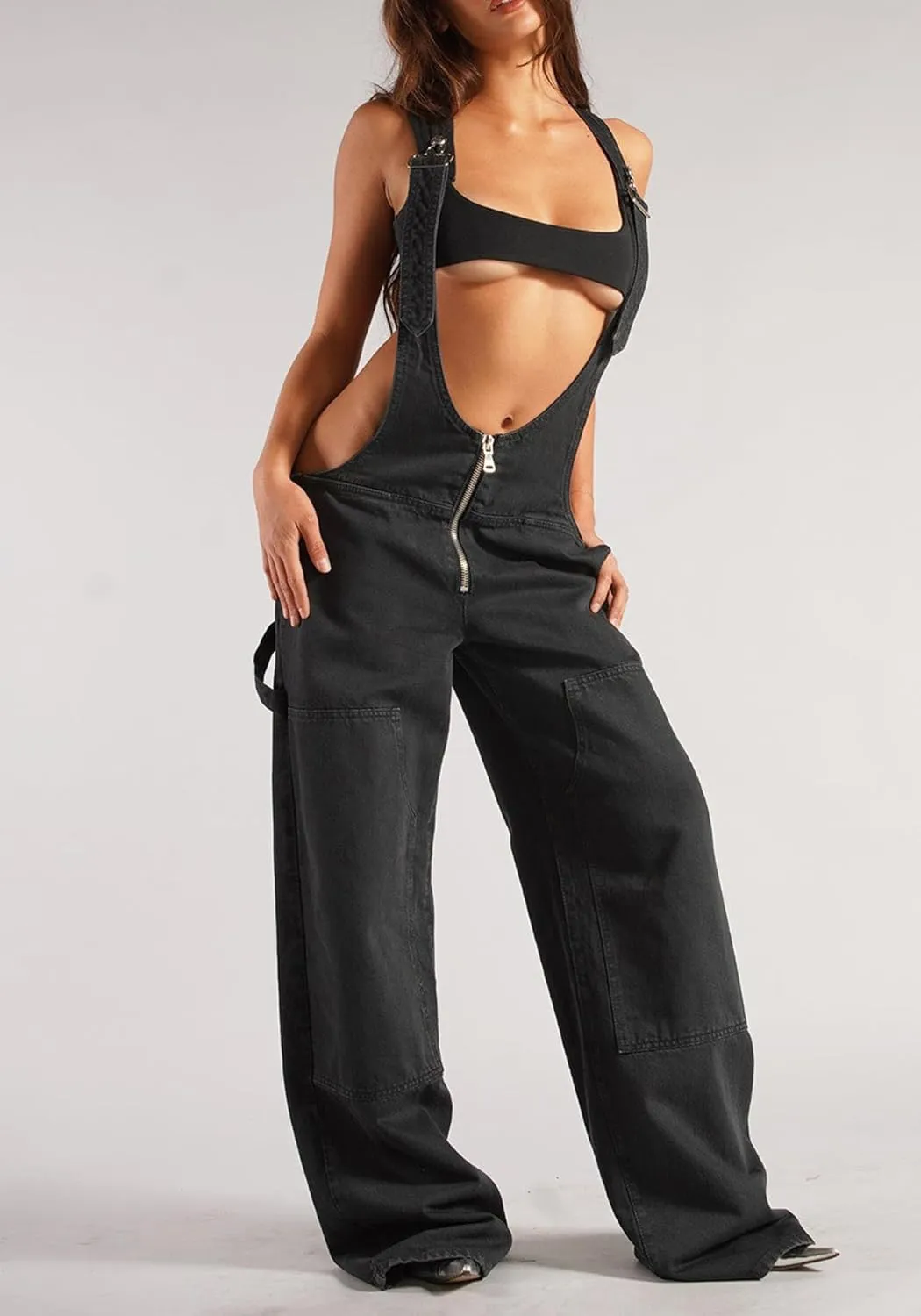 Womens Denim Overalls Loose Fit Wide Leg Baggy Jeans Overalls Y2k 2025 Denim Jumpsuit