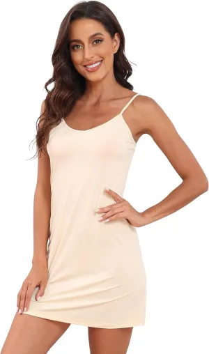 Women's Full Slip Dress Adjustable Straps Silky Under Dress Lingerie Nightgown
