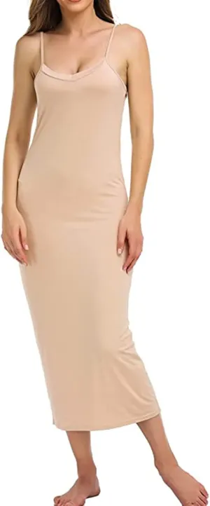 Women's Full Slip Lingerie Under Dress Spaghetti Strap V Neck Camisole Slips Mini Dress Undergarment Nightwear
