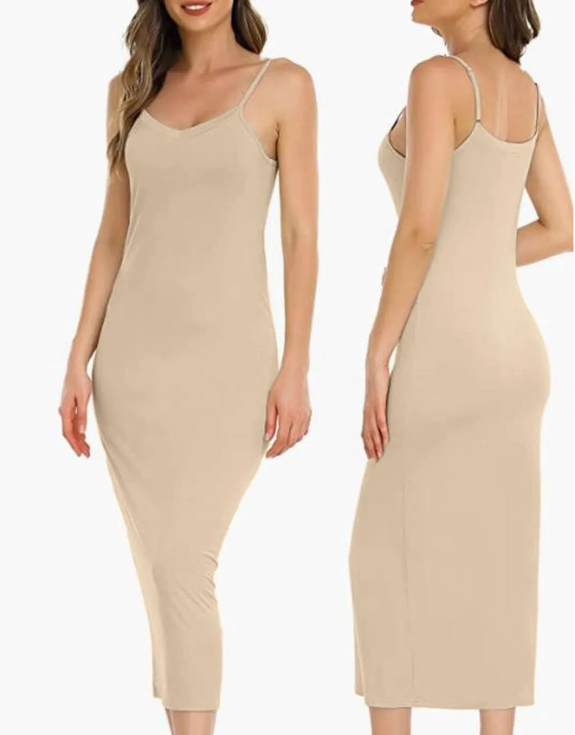 Women's Full Slip Lingerie Under Dress Spaghetti Strap V Neck Camisole Slips Mini Dress Undergarment Nightwear