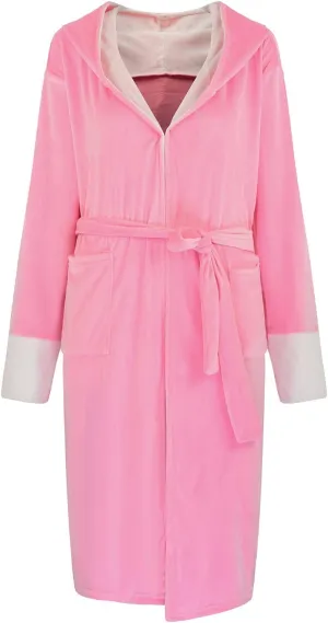 Womens Lengthened Shawl Bathrobe Long Sleeve Robe Hooded Pajama Warm Fleece Nightgown Thickened Sleepwear wiht Belt