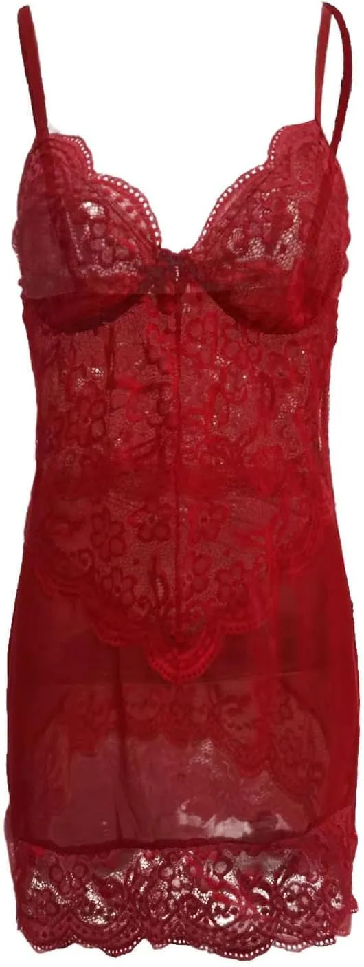 Women's Lingerie Sexy Erotic Lingerie Lace Mesh See Through Cami Nightwear Pyjamas Babydoll Teddies Plus Size,S-3XL
