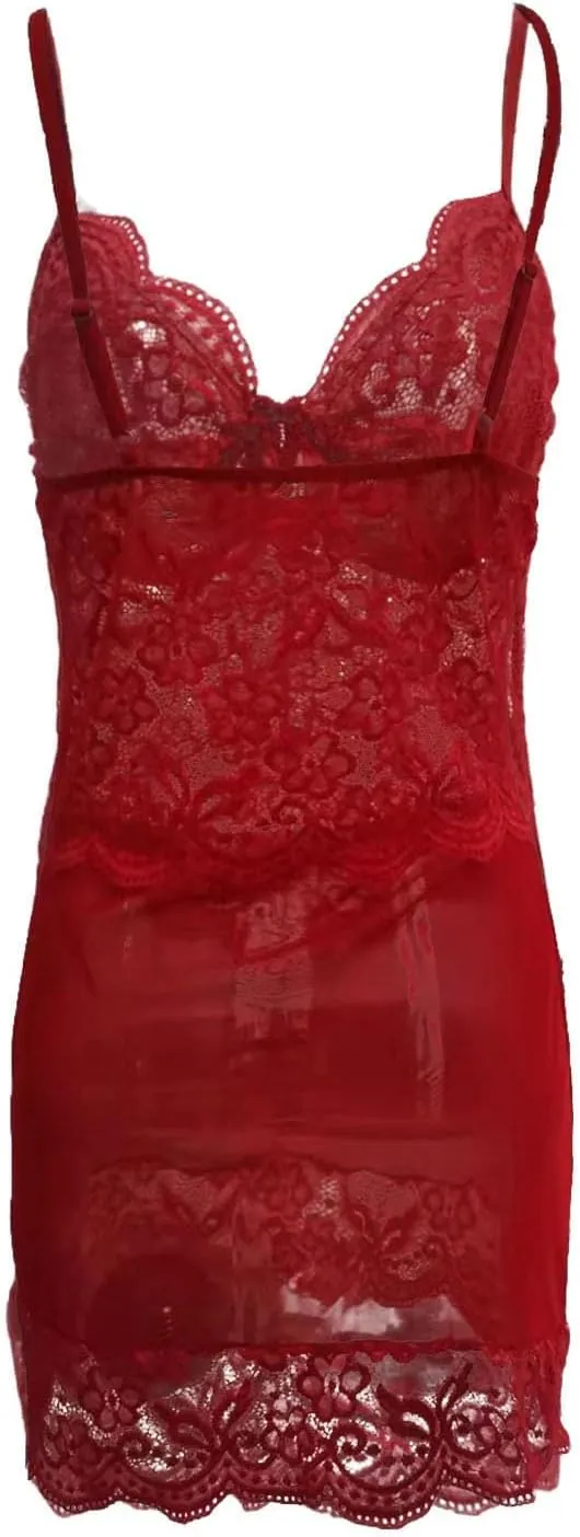 Women's Lingerie Sexy Erotic Lingerie Lace Mesh See Through Cami Nightwear Pyjamas Babydoll Teddies Plus Size,S-3XL