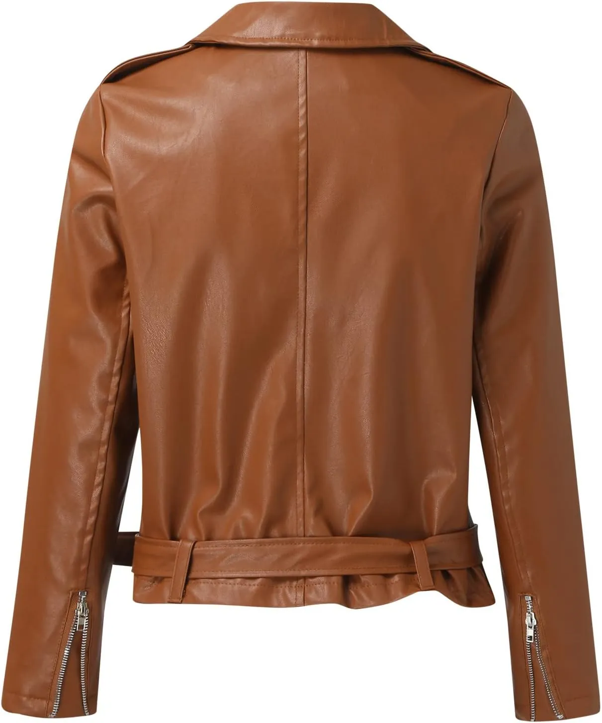 Women's Oversized Fashion Faux Leather Jackets Solid Color Long Sleeve Zipper Fitted Artificial Leather Blazer Coats
