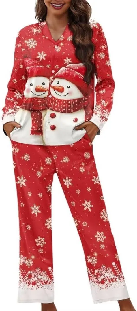 Women's Pajamas Set Long Pants V-Neck Sleepwear Sets Soft Night Wear Loungewear Pajama House Wear Size XS-4XL