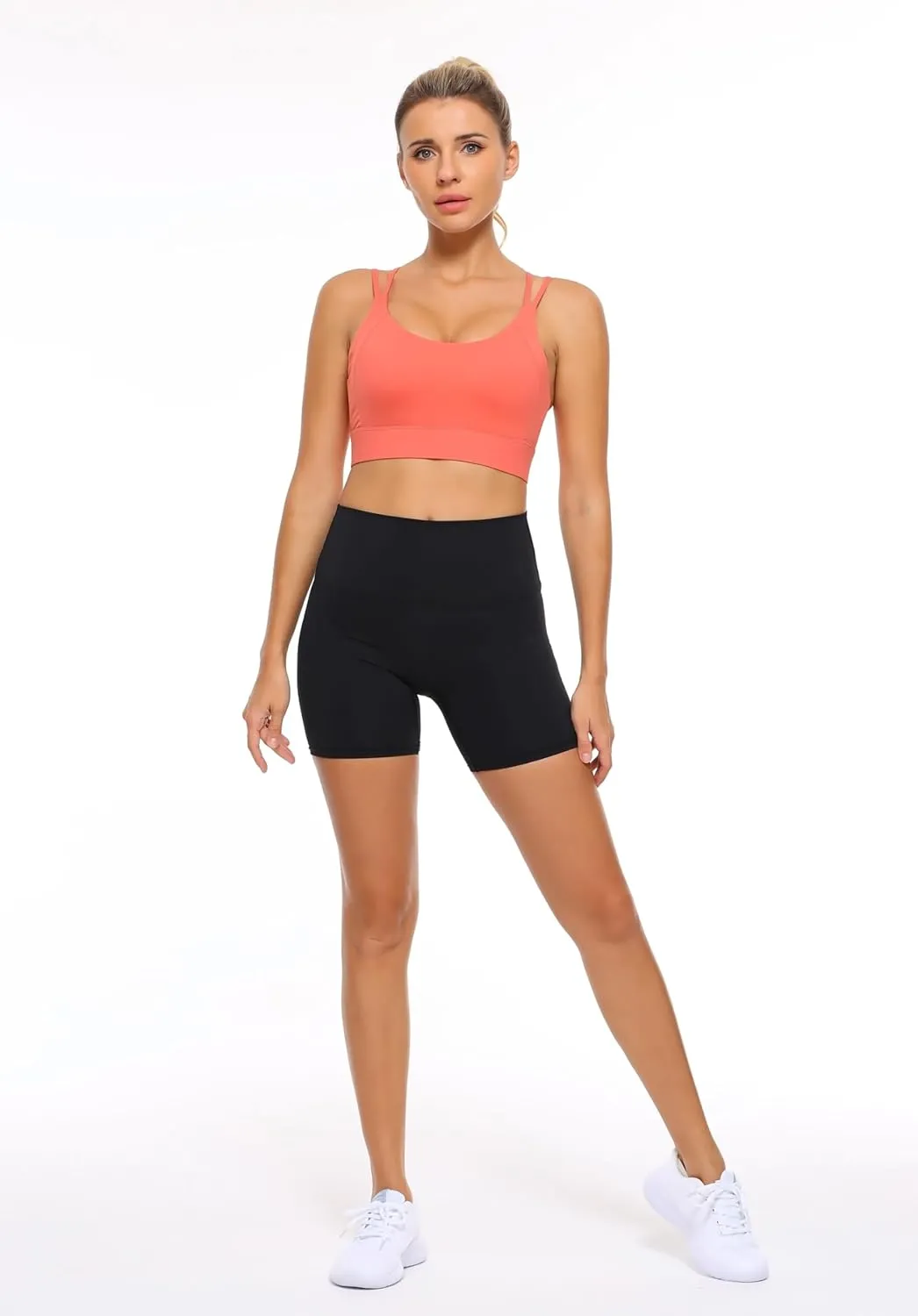 Womens Sports Bras Strap Yoga Tops for Fitness Soft Wear Hollow Cross Line Back Padded YOYB0003R