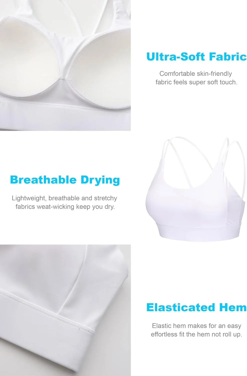 Womens Sports Bras Strap Yoga Tops for Fitness Soft Wear Hollow Cross Line Back Padded YOYB0003R