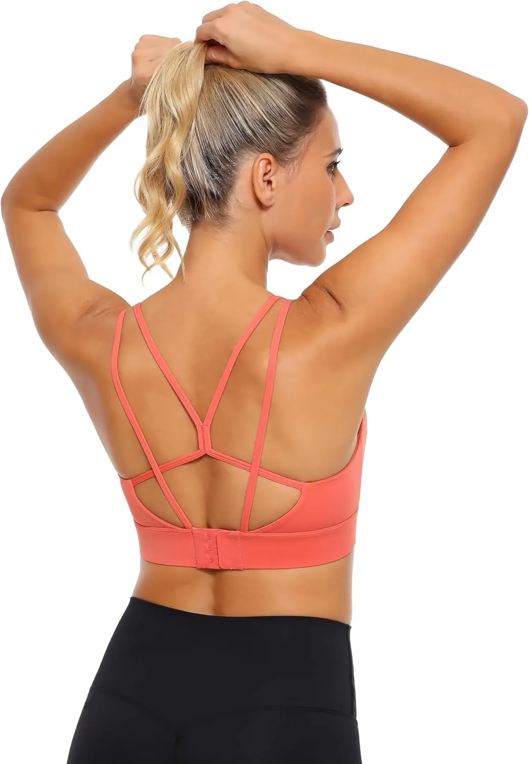 Womens Sports Bras Strap Yoga Tops for Fitness Soft Wear Hollow Cross Line Back Padded YOYB0003R