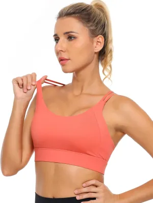 Womens Sports Bras Strap Yoga Tops for Fitness Soft Wear Hollow Cross Line Back Padded YOYB0003R