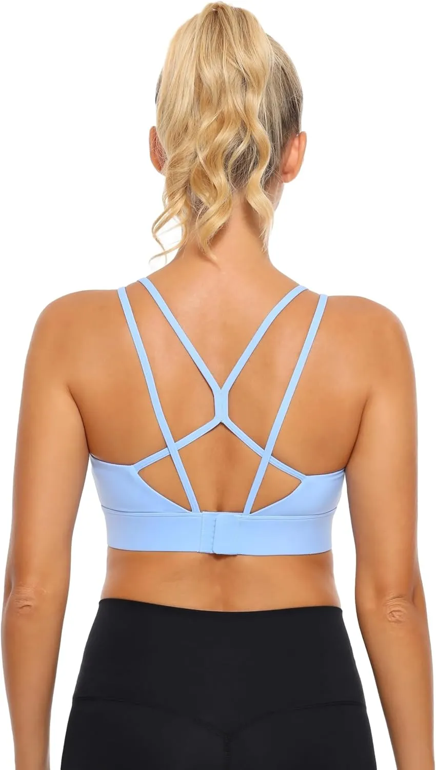 Womens Sports Bras Strap Yoga Tops for Fitness Soft Wear Hollow Cross Line Back Padded YOYB0003R
