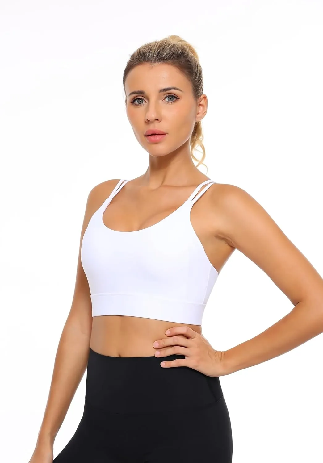 Womens Sports Bras Strap Yoga Tops for Fitness Soft Wear Hollow Cross Line Back Padded YOYB0003R