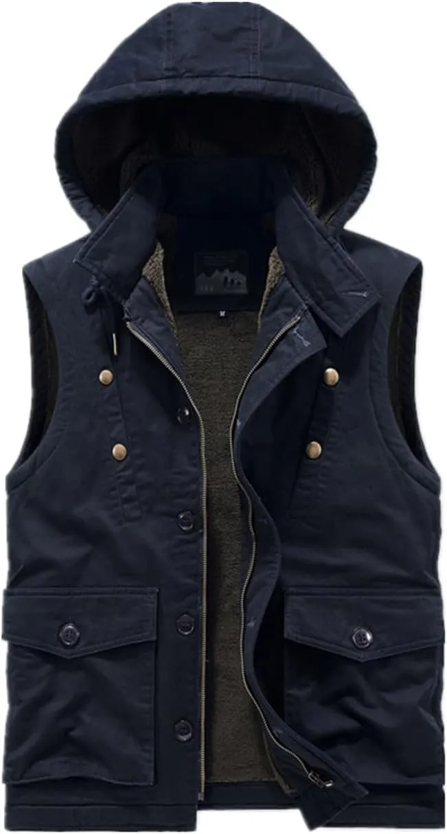 Workwear Hooded Waistcoat Men'S Cotton Jacket Loose Cotton Jacket Padded Cotton Jacket