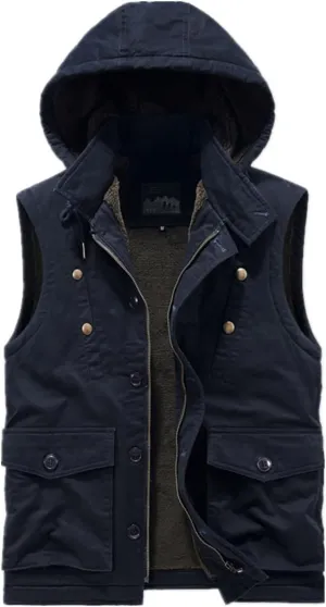 Workwear Hooded Waistcoat Men'S Cotton Jacket Loose Cotton Jacket Padded Cotton Jacket