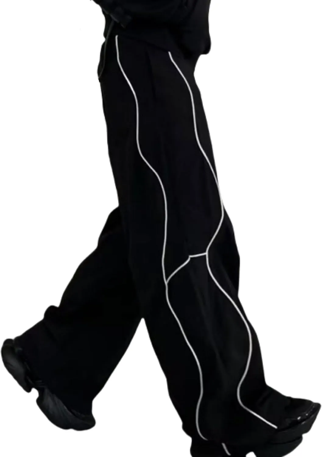 Y2k Baggy Sweatpants Wide Leg Drawstring Track Pants Gothic Parachute Pants for Men