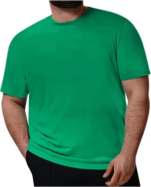Ymosrh Men's Shirts Plus Size Casual Round Neck Solid Color Short Sleeve T-Shirt Blouse Tops Shirts, XXL-7XL