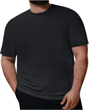 Ymosrh Men's Shirts Plus Size Casual Round Neck Solid Color Short Sleeve T-Shirt Blouse Tops Shirts, XXL-7XL