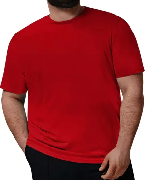 Ymosrh Men's Shirts Plus Size Casual Round Neck Solid Color Short Sleeve T-Shirt Blouse Tops Shirts, XXL-7XL