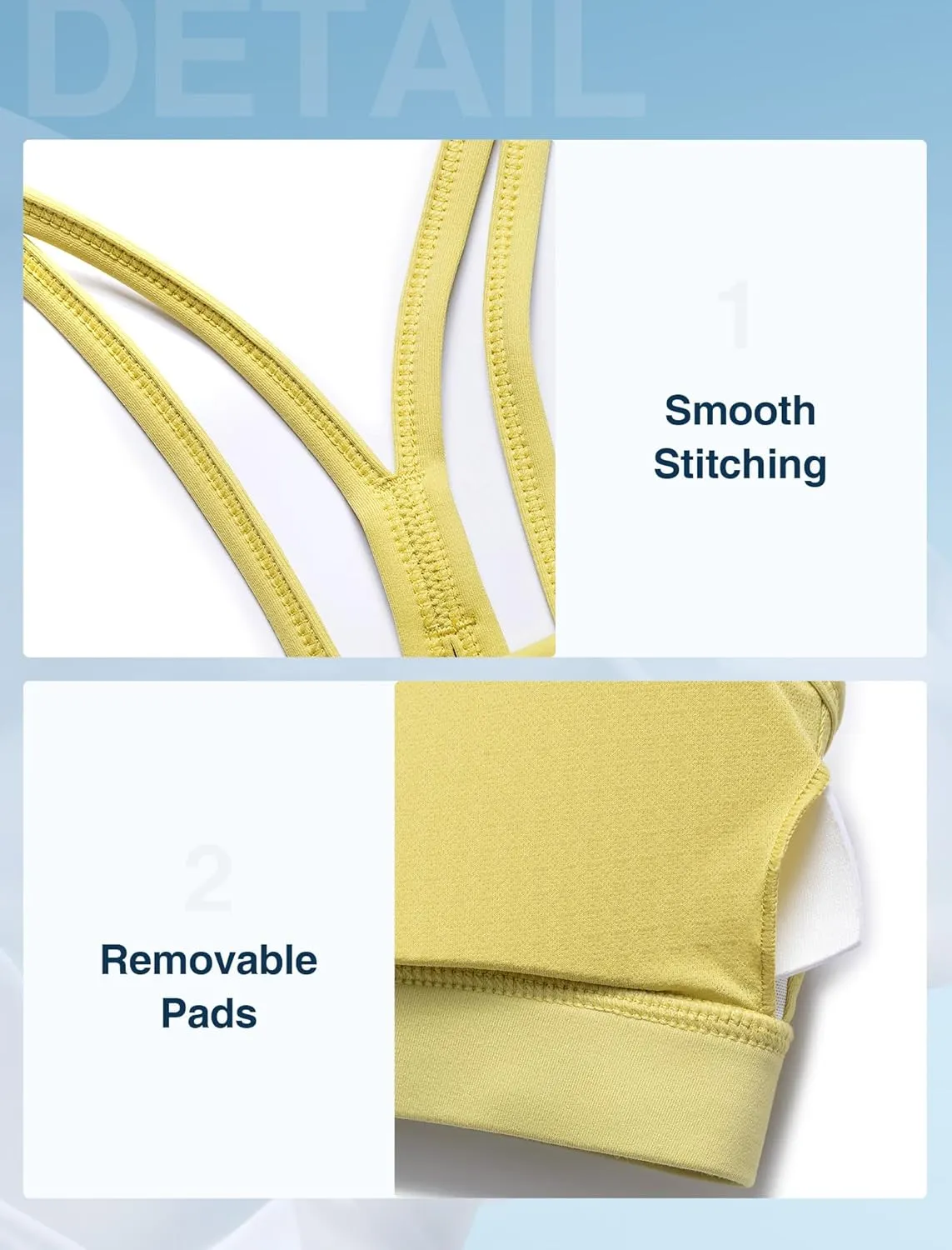 Yvette Yoga Sports Bra for Women - Padded Strappy Cute Sports Bra